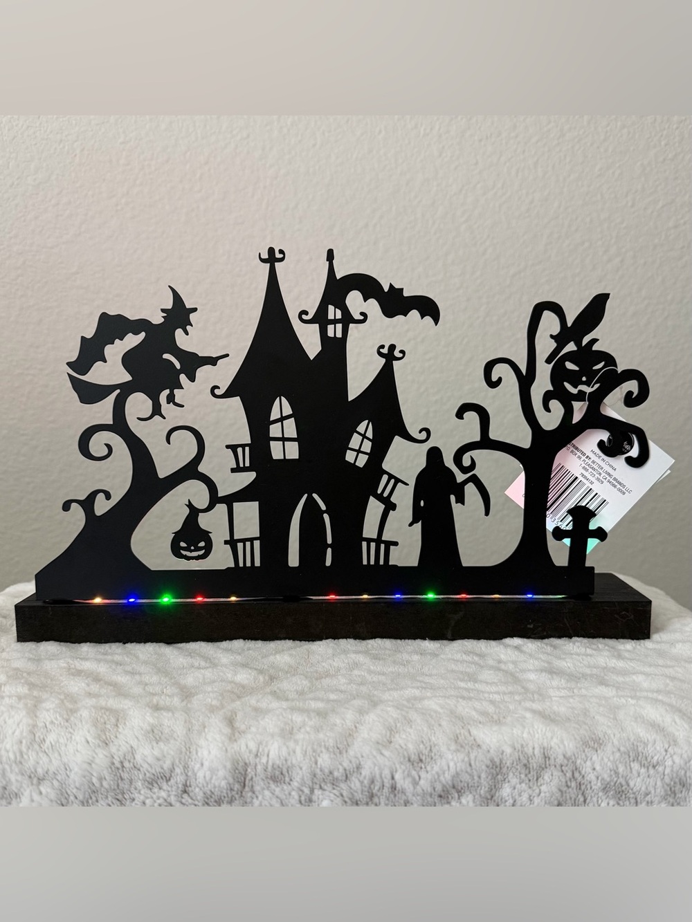 NWT, Halloween Haunted House Metal Tabletop Decor - Black LED